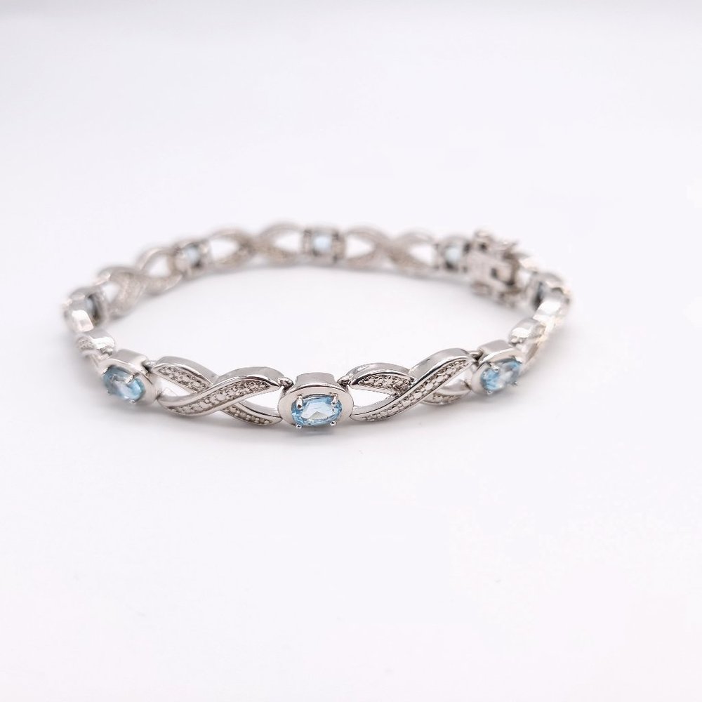 Aquamarine and Sterling Bracelet